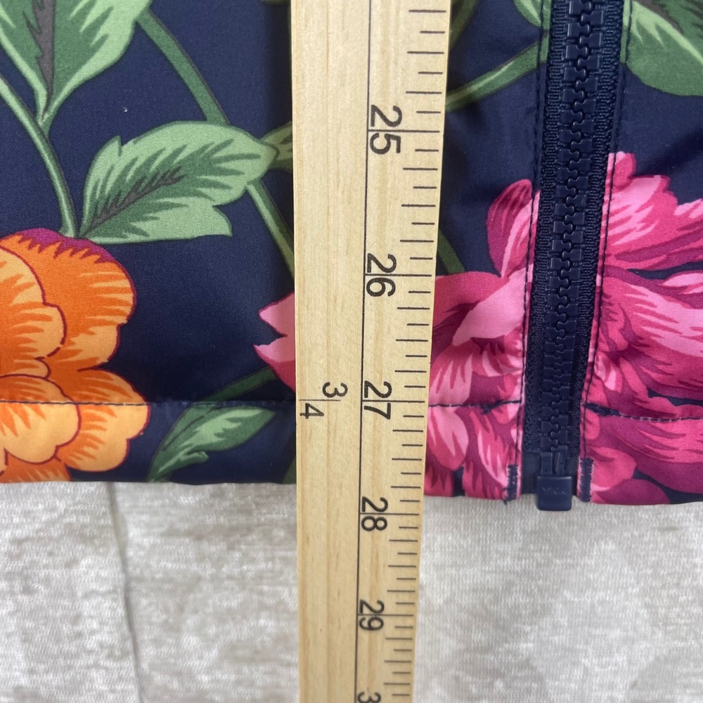 Lands End Floral Down Puffer Vest Navy Blue Pink Orange Womens Plus 1X 16W-18W - Picture 4 of 8